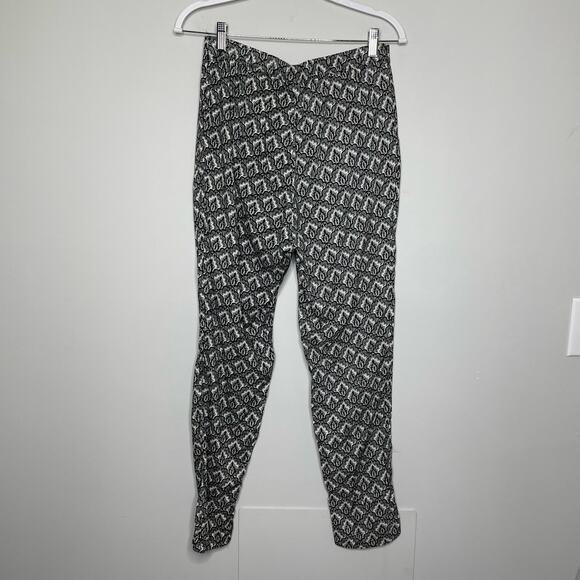 H&M Harem Trouser Pants Floral All Over Pattern Elastic Waist Pocket Black 4 - Picture 8 of 13